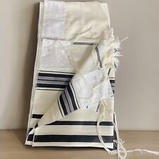 SALE Kosher black &White Tallit Talis Prayer Shawl 100% Wool size Small 55 51x72 picture