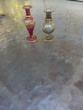 Lot Of 2 Antique Vintage Tiny Hand Blown Glass Perfume Bottles French... picture