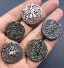Lot 5 Antique India Indo Greek Kushan Bronze Copper Currency Old World Coins picture