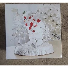 Vtg JC Penney Home Collection Acrylic Lighted Skating Snowman Rare NIB picture