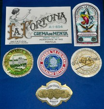 1930's PRE-WW2 6 pcs. Philippine WINE / LIQUOR LABELS Ginebra, La Fortuna picture