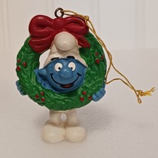 Rare 1981 Smurf Christmas Wreath Ornament Schleich Portugal  picture