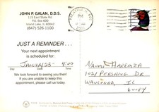 Dentist Appointment Reminder for Jan 2000, Island Lake, IL Postcard picture