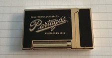 Vintage Partagas Cigar Lighter Gold Black Refillable Butane Tobacciana picture