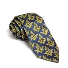 Freemasons Masonic Tie Square Compass Neck Tie Elegant Men's Tie Gold Square NEW picture