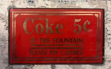 Very Rare Vintage Coca Cola Glass Sign Rare Version Scarcely Seen picture