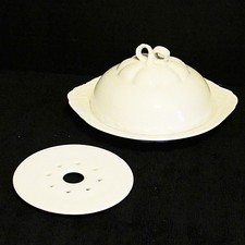 Habsburg China All White-MZ Austria-Round Covered Butter Dish-Bow Finial picture