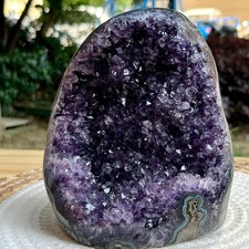 3.5 lb Cathedral Amethyst Cluster Natural Matrix Base Flat Cut Display Specimen picture