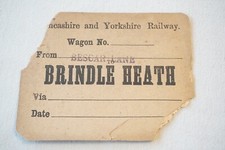Lancashire & Yorkshire Railway Wagon Label Bescar Lane to Brindle Heath picture