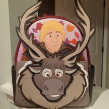 Disney Loungefly Mini Backpack Frozen Kristoff & Sven Reindeer Carrot Zipper picture