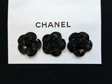 SET OF 3 - CHANEL Black Camellia Rose Stickers picture