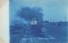 Railroad Departing on Flyer From Old Mackinaw MI RPPC Photo Postcard COPY picture