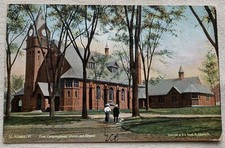 First Congregational Church And Chapel St. Albans Vermont Vintage Postcard picture
