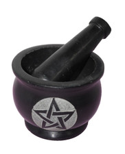 Mortar and Pestle PENTAGRAM VRINDIA Stone witchcraft herbalism Wicca paganism picture