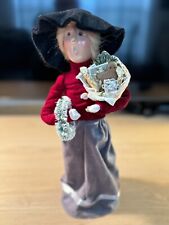 1997 Byers' Choice Carolers Victorian Woman Shopper w/ Gingerbread Man & Wreath picture