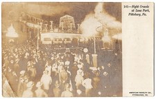 real photo Pittsburg PA - Night Crowds At Luna Park m. 1905 antiqu postcard RPPC picture
