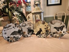 POTTER'S STUDIO HALLOWEEN SET OF 4 SIDE PLATES GOTHIC FLORAL DESIGN NEW picture