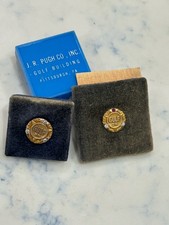 Lot of 2 Vintage Original 10K Gold Diamond Ruby Gulf 25 and 30 Year Service Pins picture