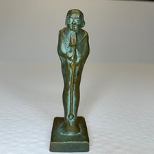Vtg Bronze Egyptian Ptah God Figurine Verdigris Patina Statue 3.5