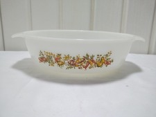 Vtg Anchor Hocking Casserole Dish 1.5 Qt Fire King Harvest Vegetable Milk Glass picture