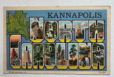 c1938 NC Postcard Greetings From Kannapolis North Carolina large letters vintage picture