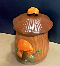 Vintage Arnels Mushroom Cookie Jar Canister Ceramic 12 Inch *with lid) 1980 picture