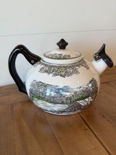 Johnson Bros Friendly Village Whistling Tea Kettle Covered Bridge Reston Lloyd picture