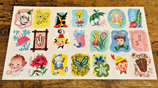 Set of 21 Vintage 1930s 40s Gummed Seals Scrapbook Child, Flower, Horse Gift NOS picture