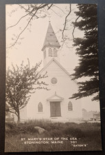 RPPC Stonington Maine St Mary's Star of the Sea Real Photo Postcard picture