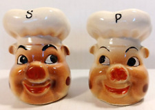 Vintage Pig Piggy Boar Hog Chef Cook Salt & Pepper Shaker Set - Made in Japan picture