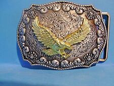 Beautiful Gold Eagle Belt Buckle gold and pewter Finish  USA picture