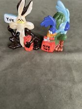 Looney Tunes Wile E Coyote Road Runner Ceramic Salt and Pepper Shakers VTG 1993 picture