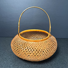 Vintage Japanese Ikebana Bamboo Basket - Woven Hanakago Flower Vase / Boho Decor picture