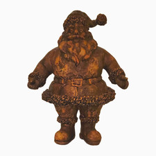 Brown Resin Santa Claus Christmas Figurine 10in 3D Effect Antique Finish picture