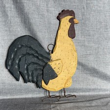 Handcrafted Primitive Style Art Wooden Chicken /Rooster Wall Art 15x12 In. picture