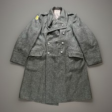 Danish Civil Defence Force Woolen Coat Long Peacoat Grey Military Stamped 1963 picture