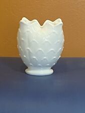 Imperial Glass Fluted 5 Inch Vase White Original Sticker Marked IG on the Bottom picture