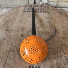 Vintage Orange & Black Enamel Ladle Strainer Colander Spoon European picture