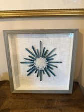 Natural Blue Teal Agate Framed Shadow Box Wall Art Crystal Starburst Beautiful picture