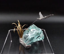 Mid Century Mini Kinetic Art Flying Bird Figure Glass Pewter Brass Bill Harris picture