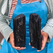 2pcs 4.75LB Natural Black Tourmaline Quartz Crystal Cluster Mineral Specimen picture