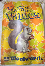 C.1970 Woolworth Pre-Fall Values Squirrel Vintage Store Advertising Poster picture