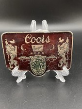 Vintage Coors Banquet Beer Belt Buckle Red Tone Breweriana Theme picture