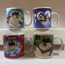 LOT OF 4 VINTAGE 1990s WARNER BROS. TASMANIAN DEVIL TAZ CERAMIC COFFEE MUGS   picture