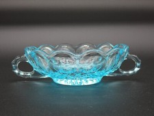 Vintage Anchor Hocking Fairfield Light Blue Double Handle Glass Candy Dish, Bowl picture