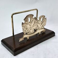 Vtg Brass Ornate Filigree Napkin Letter Holder Mail Stand Gold Desk Accessory picture