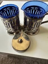 Avon royal shappire sugar bowl and creamer  colbalt blue, french picture