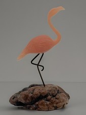 Vintage 1980s Art Sculpture Pink Acrylic Flamingo Bird, Burlwood John Perry USA picture