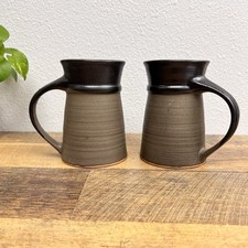 Mug Set 1968 Pacific Stoneware 16 Ounce Handled And Tapered Studio Pottery Cups picture