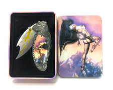 VNTG 90s Knighstone Boris Vallejo Franklin Mint Mistress Of Fire Folding Knife picture